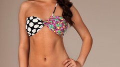 Woman brunettes cleavage bikini lauren budd boobs swimsuits