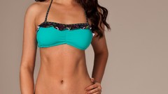 Woman brunettes cleavage bikini lauren budd boobs swimsuits