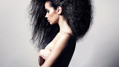 Woman brunettes curly hair