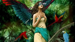 Woman brunettes fantasy art