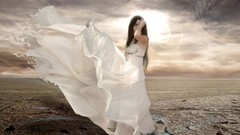 Woman brunettes fantasy art manipulation