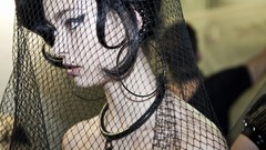 Woman brunettes fishnet lingerie