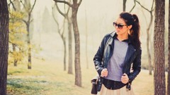 Woman brunettes forests