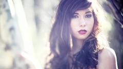 Woman brunettes forests curly hair