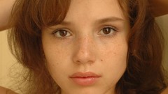 Woman brunettes freckles