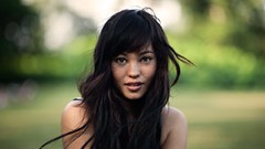 Woman brunettes freckles Danny Santos