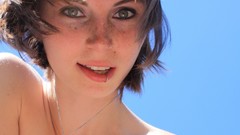 Woman brunettes freckles necklaces