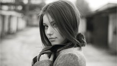 Woman brunettes grayscale