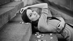 Woman brunettes grayscale