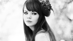 Woman brunettes grayscale