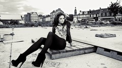 Woman brunettes grayscale high heels