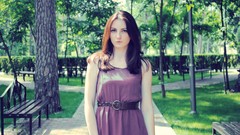 Woman brunettes green girl park street