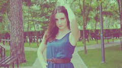 Woman brunettes green girl park street