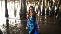 Woman brunettes jessica lowndes blue dress