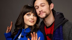 Woman brunettes joseph gordon-levitt zooey deschanel