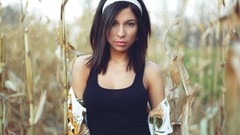 Woman brunettes lip gloss girls in nature