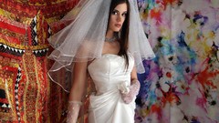 Woman brunettes magazines models pornstars wedding dresses W4B 
