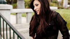 Woman brunettes models black dress