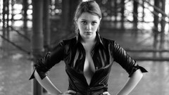 Woman brunettes models cleavage imogen dyer grayscale open shirt