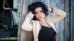 Woman brunettes models curly hair