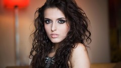 Woman brunettes models curly hair Nora Demiri