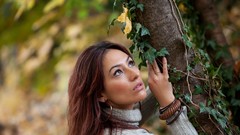 Woman brunettes models forests