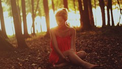 Woman brunettes models girls in nature