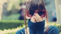 Woman brunettes models girls with glasses