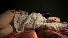 Woman brunettes models lying down no pants hands on hips The 