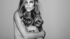 Woman brunettes models nina agdal boobs grayscale strategic 