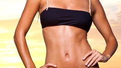 Woman brunettes models nina agdal cleavage bikini boobs