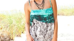 Woman brunettes models nina agdal cleavage bikini boobs