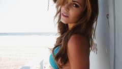 Woman brunettes models photo shoot bikini beach house Natalie 