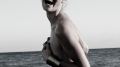 Woman brunettes models photo shoot nina agdal cleavage bikini 