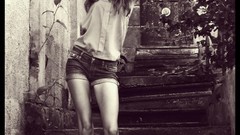 Woman brunettes models stairways