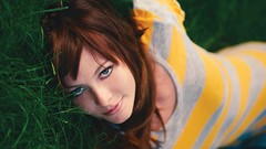 Woman brunettes models striped clothing dasha