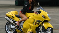 Woman brunettes motorbikes