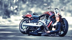Woman brunettes motorbikes