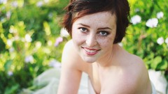 Woman brunettes pale skin