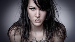 Woman brunettes piercings