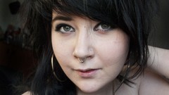 Woman brunettes piercings