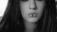 Woman brunettes piercings grayscale Lolina Green