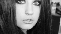 Woman brunettes piercings grayscale Lolina Green