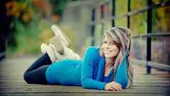 Woman brunettes portraits girls in nature