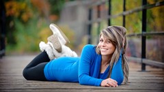 Woman brunettes portraits girls in nature sweaters
