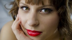 Woman brunettes red lipstick Anna