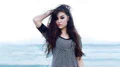 Woman brunettes sasha grey striped clothing