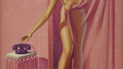 Woman brunettes shower phones pinups