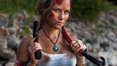 Woman brunettes tomb raider filthy