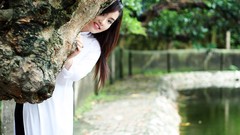 Woman brunettes vietnamese ao dai